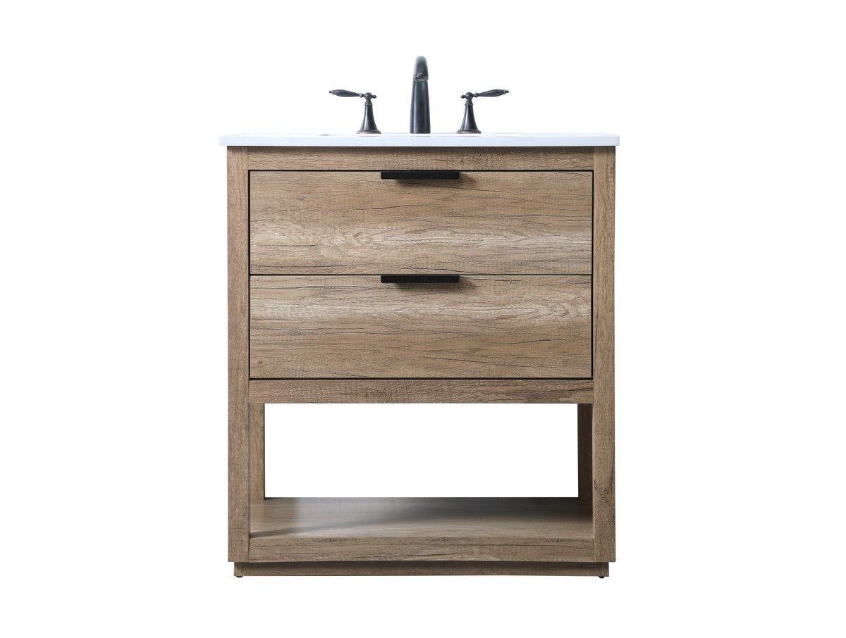 Elegant Lighting SIngle Bathroom Vanity from the Larkin collection in Natural Oak finish