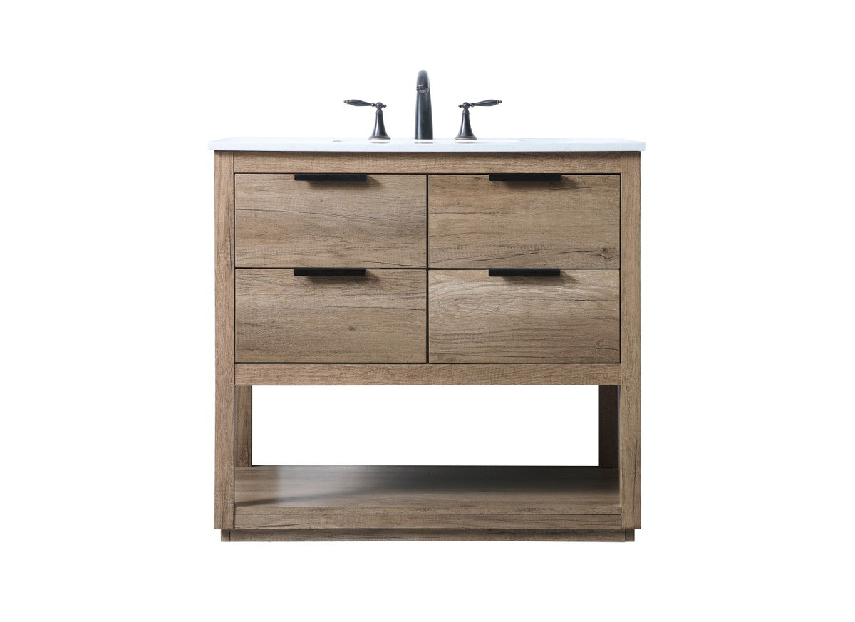 Elegant Lighting SIngle Bathroom Vanity from the Larkin collection in Natural Oak finish