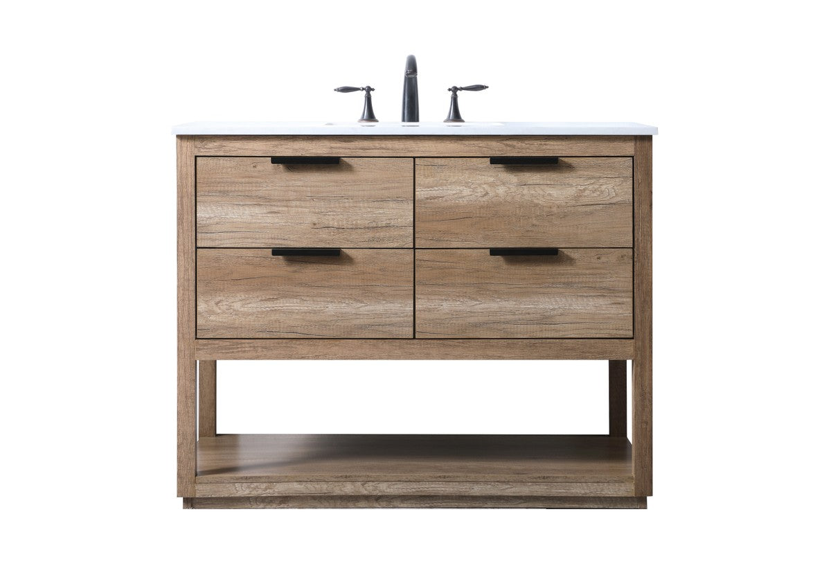 Elegant Lighting SIngle Bathroom Vanity from the Larkin collection in Natural Oak finish
