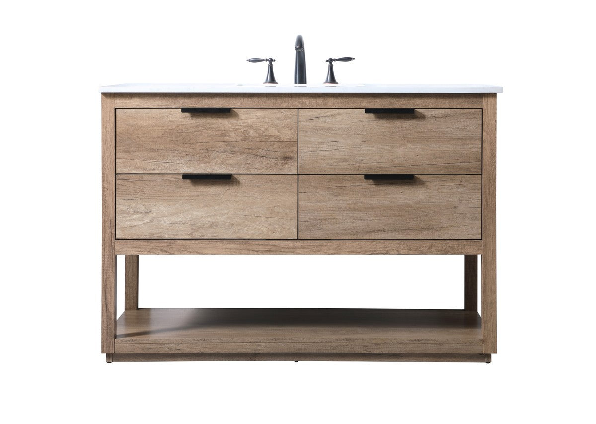 Elegant Lighting SIngle Bathroom Vanity from the Larkin collection in Natural Oak finish