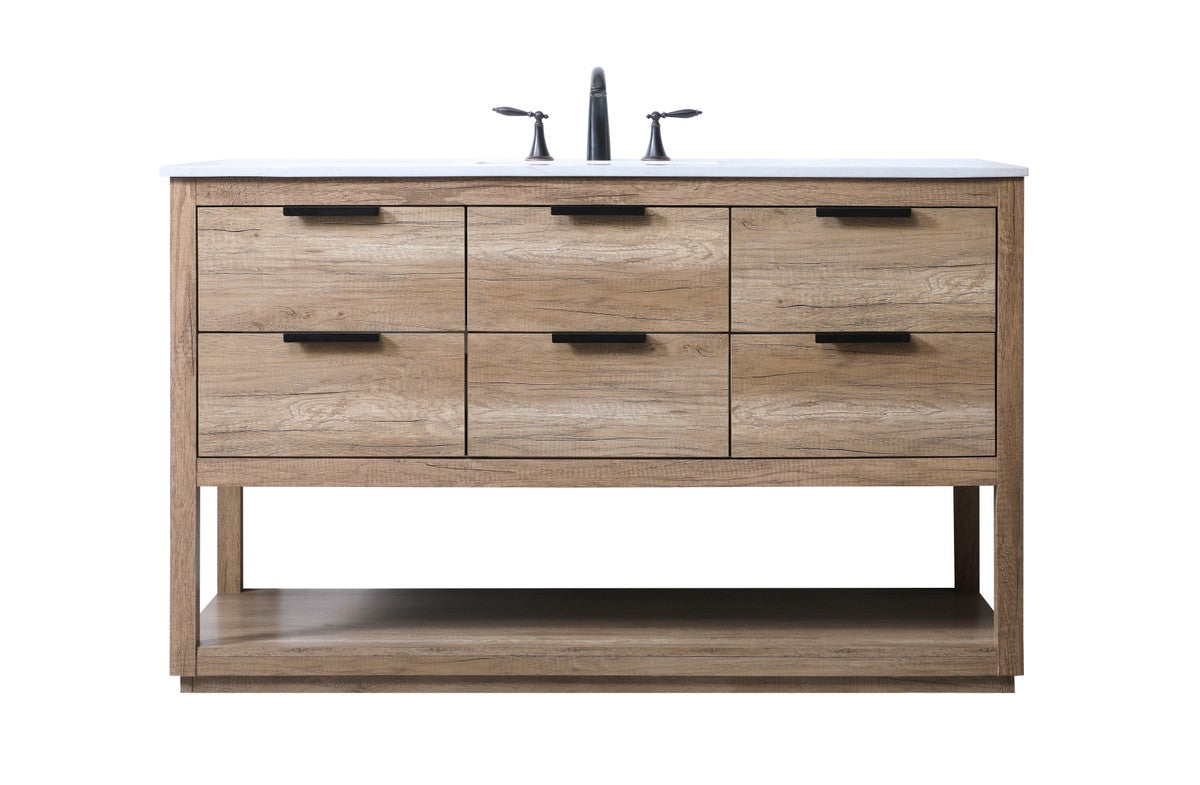 Elegant Lighting SIngle Bathroom Vanity from the Larkin collection in Natural Oak finish