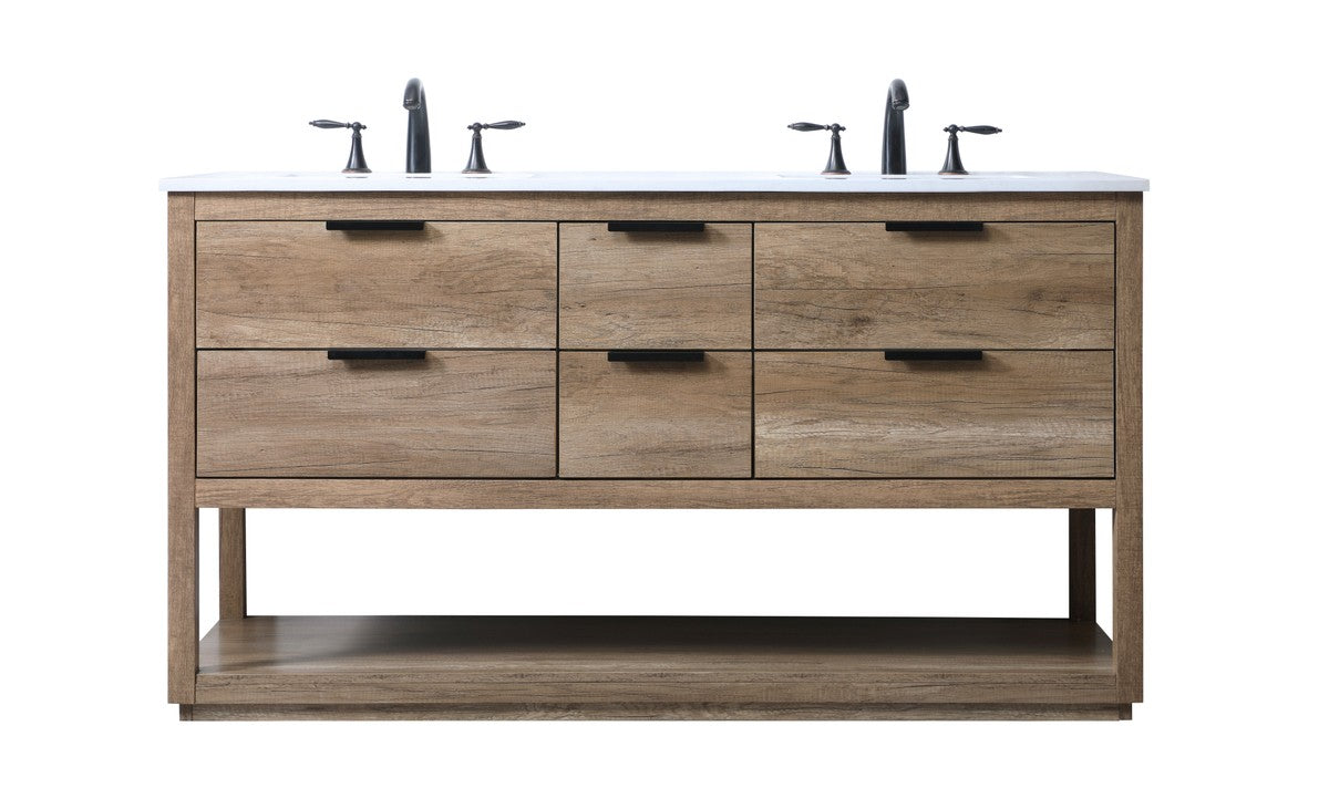 Elegant Lighting Double Bathroom Vanity from the Larkin collection in Natural Oak finish