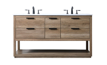 Elegant Lighting Double Bathroom Vanity from the Larkin collection in Natural Oak finish