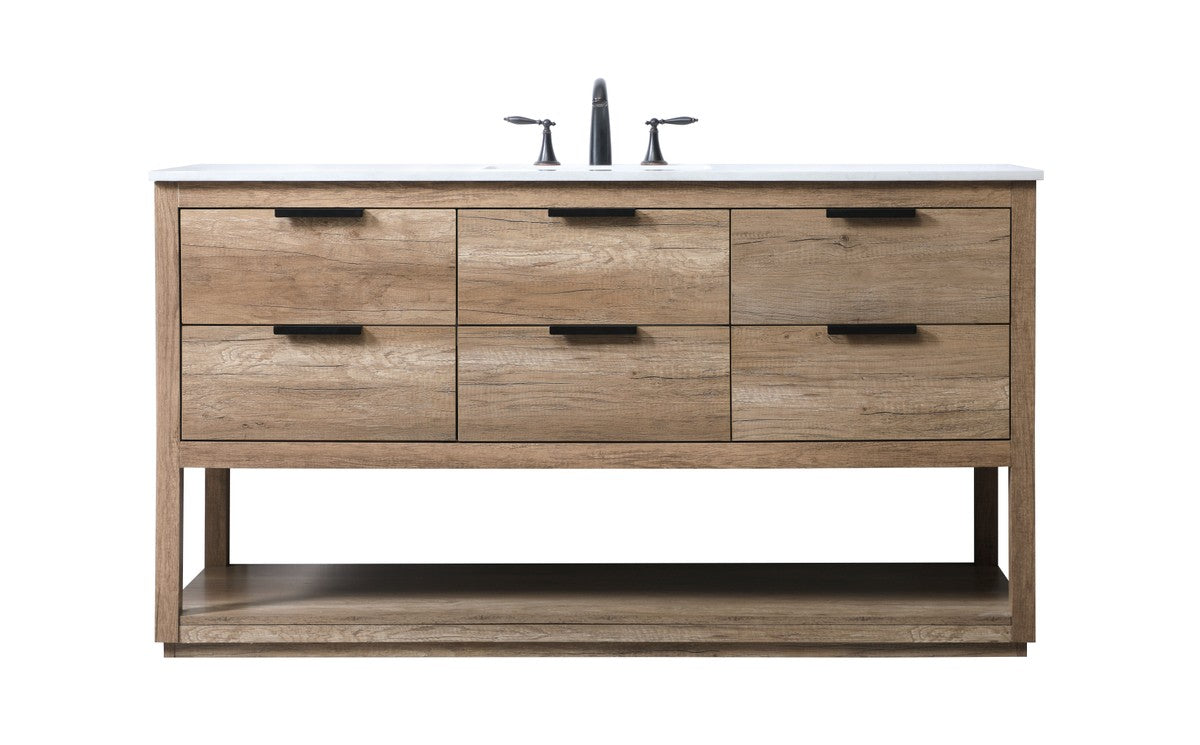 Elegant Lighting SIngle Bathroom Vanity from the Larkin collection in Natural Oak finish