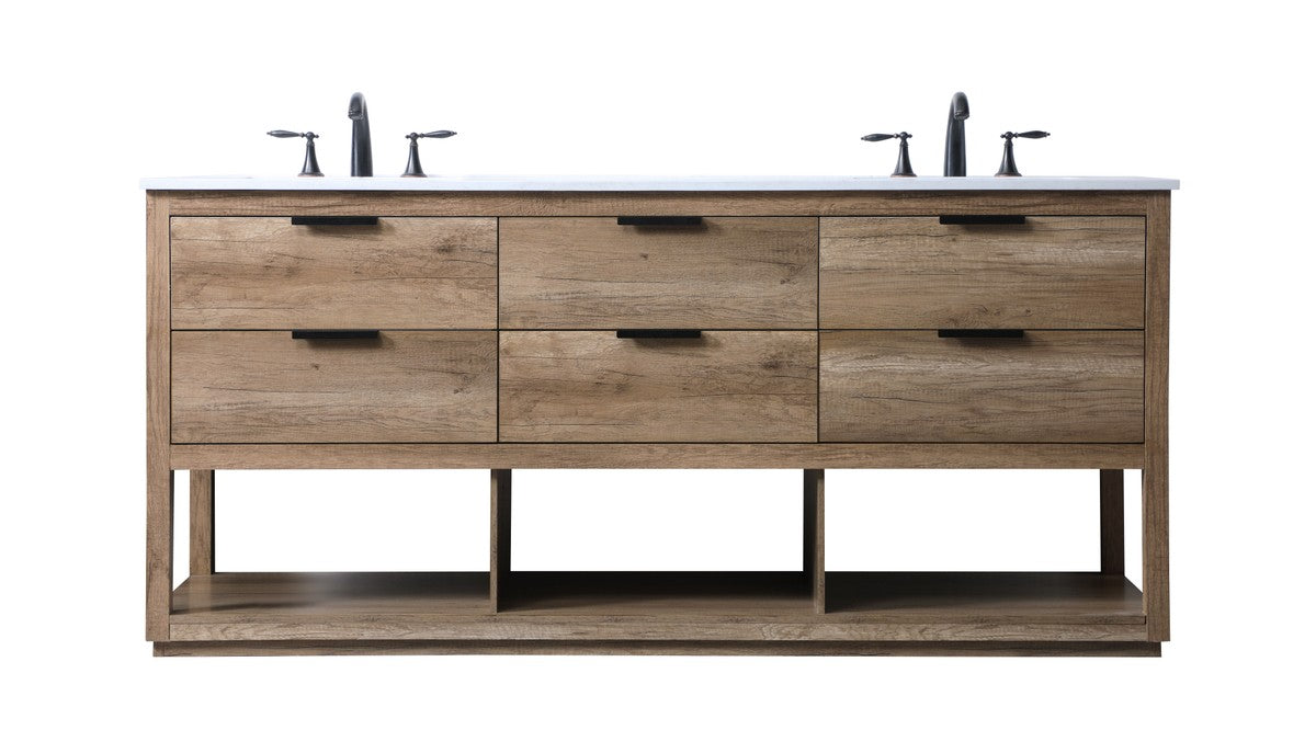 Elegant Lighting Double Bathroom Vanity from the Larkin collection in Natural Oak finish
