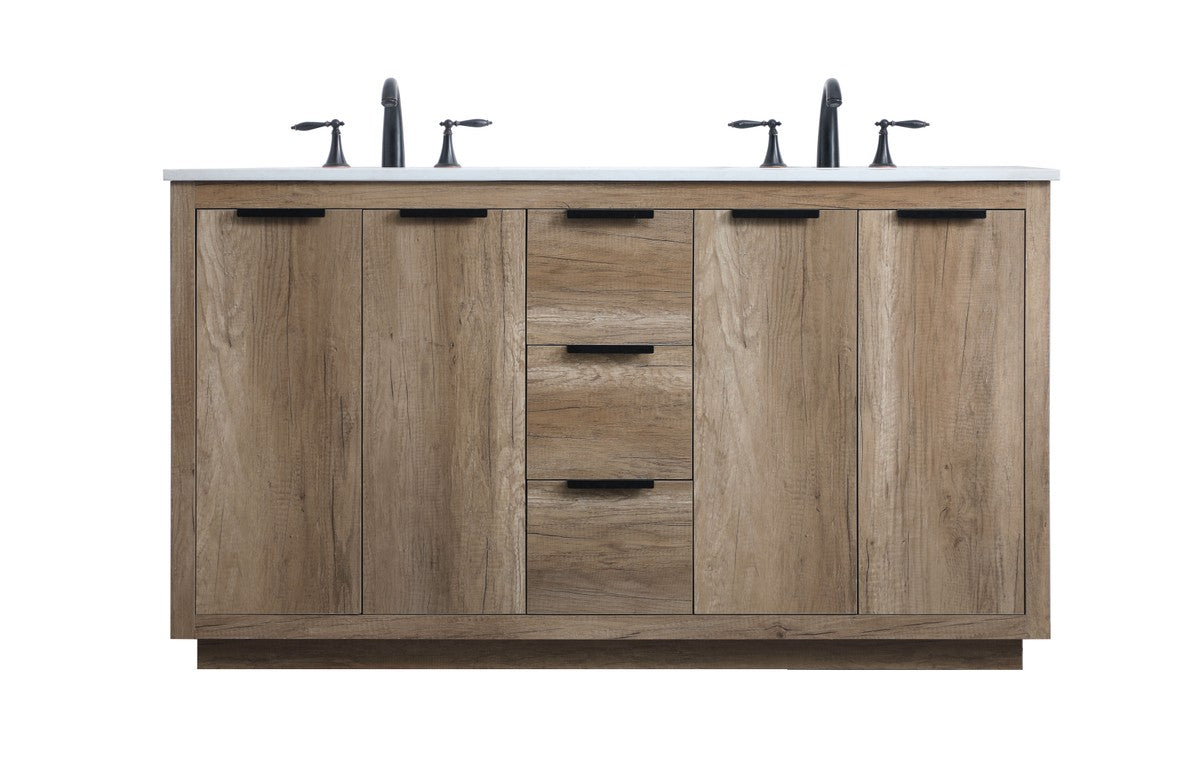 Elegant Lighting Double Bathroom Vanity from the Blake collection in Natural Oak finish