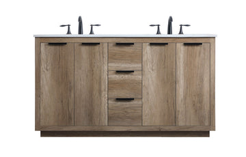 Elegant Lighting Double Bathroom Vanity from the Blake collection in Natural Oak finish