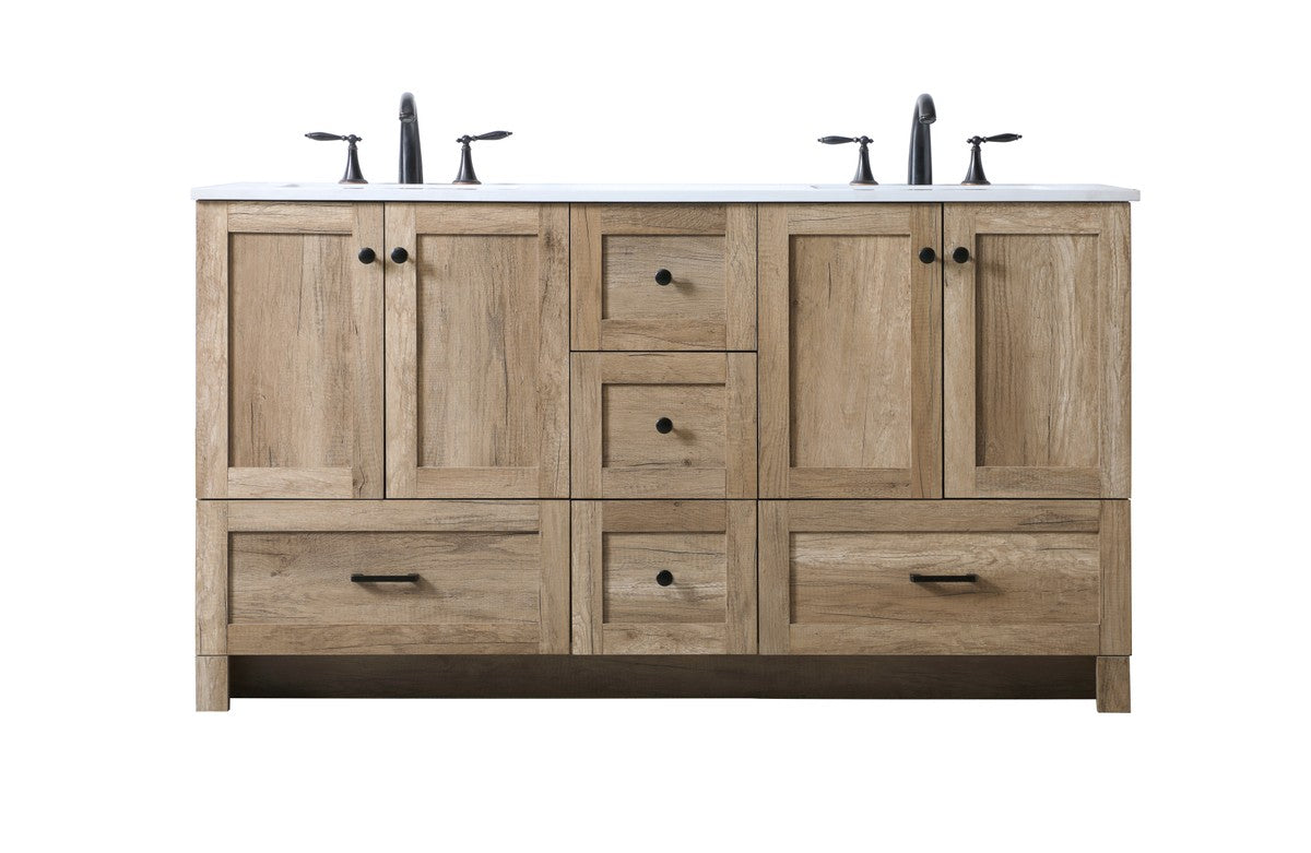 Elegant Lighting Double Bathroom Vanity from the Soma collection in Natural Oak finish