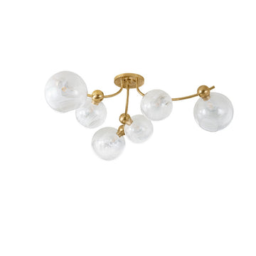 Corbett Lighting Six Light Semi Flush Mount from the Astraia collection in Vintage Brass finish