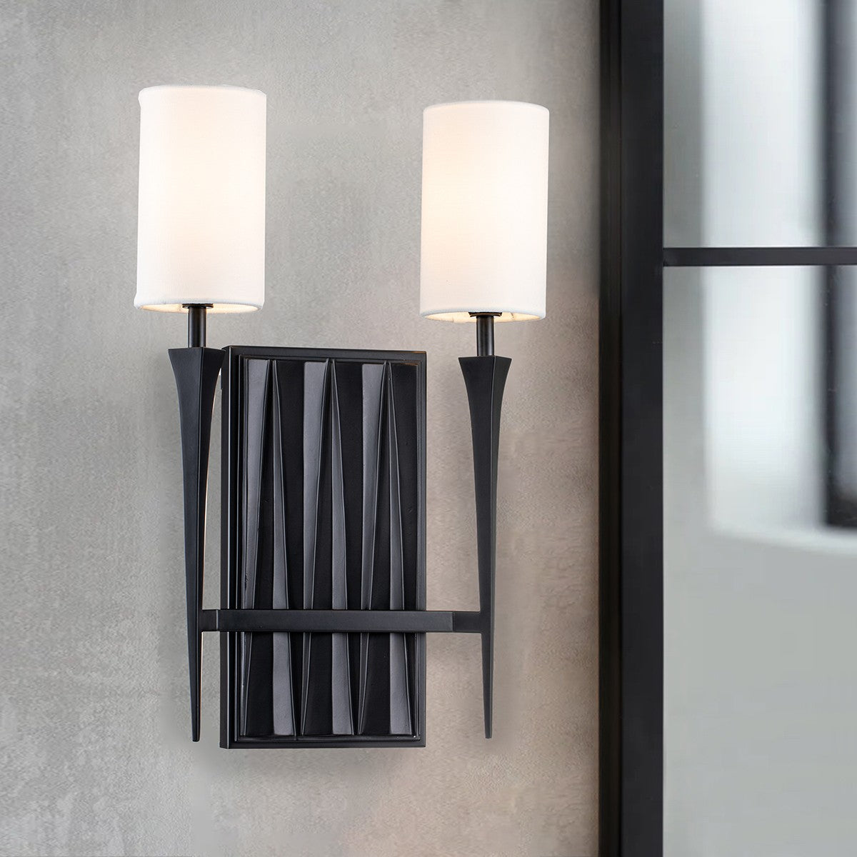 Lucas + McKearn Two Light Wall Sconce from the Crest collection in Matte Black finish