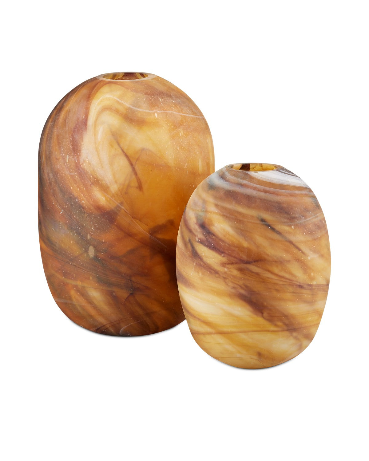 Currey and Company Vase Set of 2 in Dark Amber Swirl finish