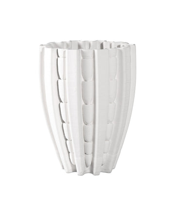 Currey and Company Vase from the Fluted Collection collection in White finish