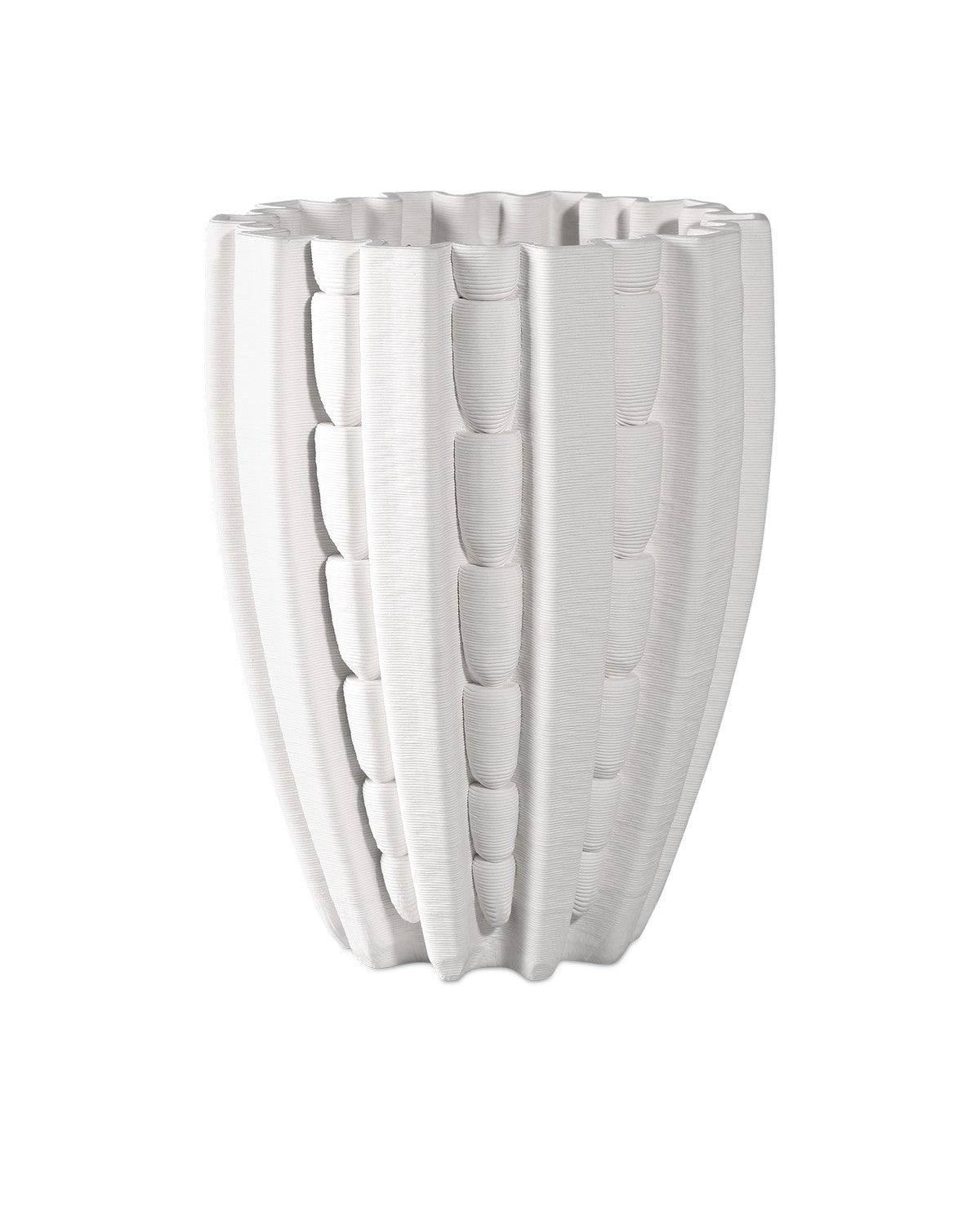 Currey and Company Vase from the Fluted Collection collection in White finish