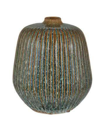 Currey and Company Vase in Reactive Blue/Brown finish