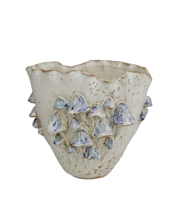 Currey and Company Vase from the Black Forest Mushrooms Collection collection in Cream/Reactive Blue finish
