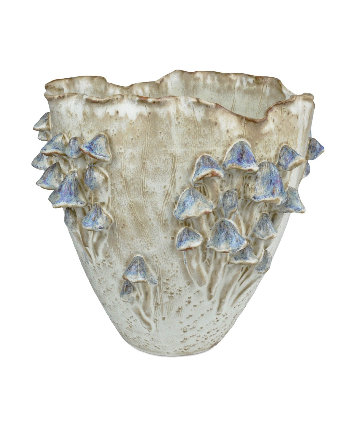 Currey and Company Vase from the Black Forest Mushrooms Collection collection in Cream/Reactive Blue finish