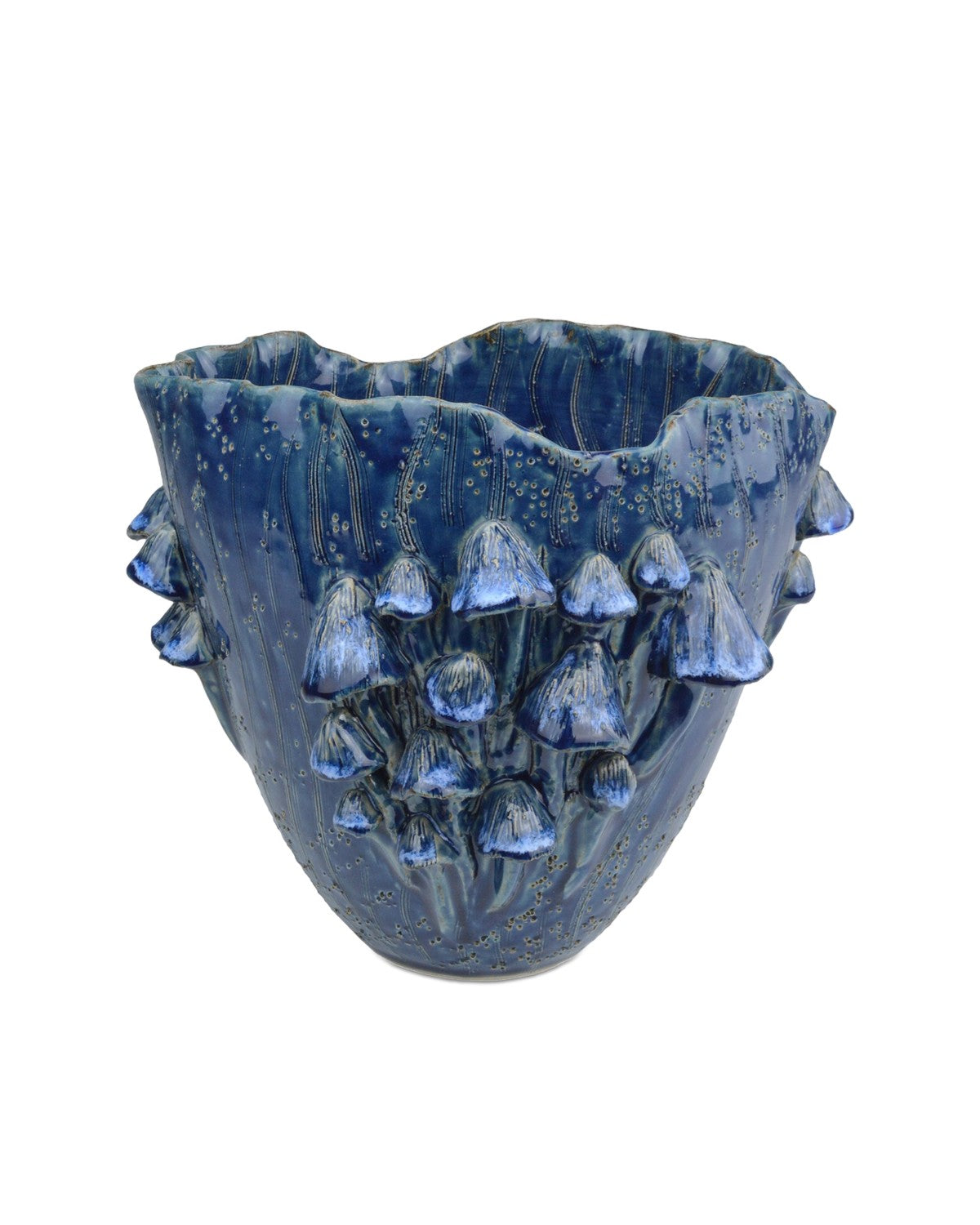 Currey and Company Vase from the Conical Mushrooms Collection collection in Dark Blue finish