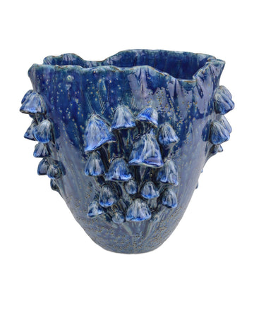 Currey and Company Vase from the Conical Mushrooms Collection collection in Dark Blue finish
