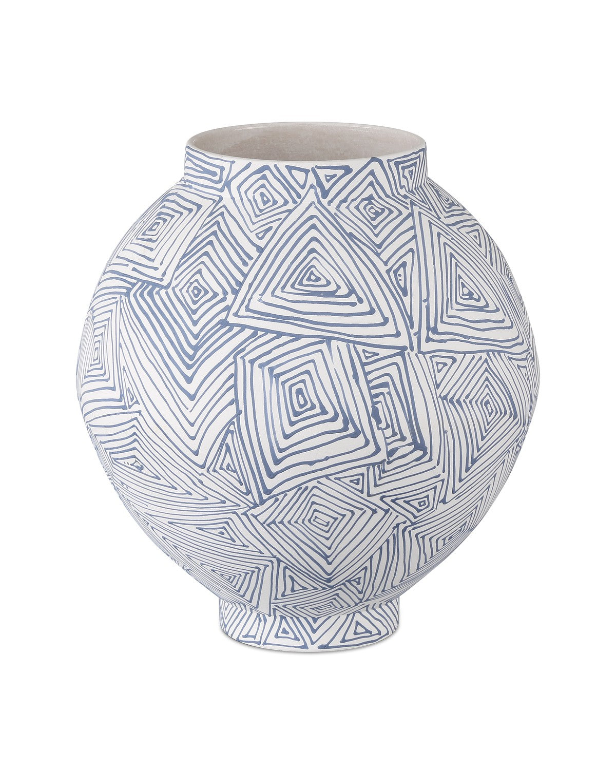 Currey and Company Vase from the Blue Zag Collection collection in Blue/White finish