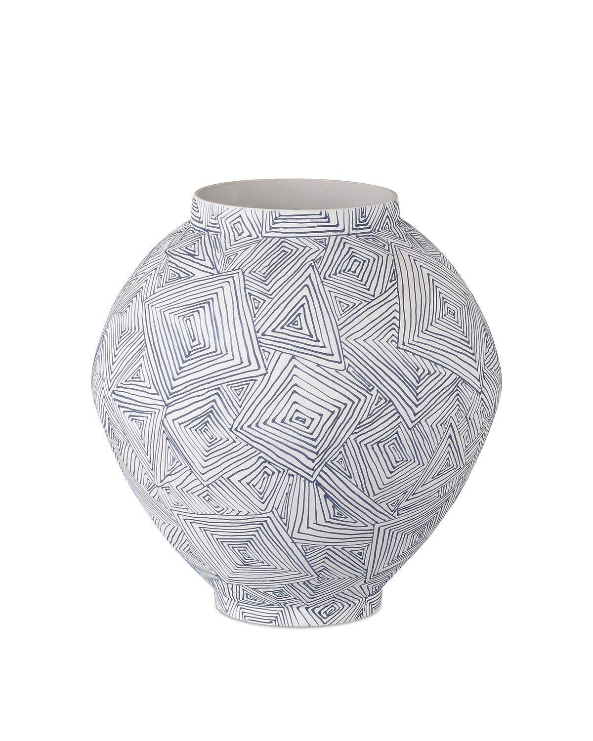 Currey and Company Vase from the Blue Zag Collection collection in Blue/White finish