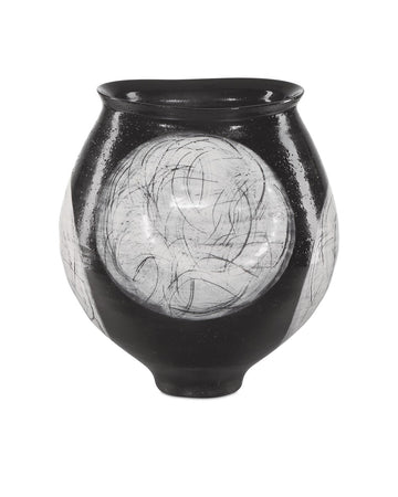 Currey and Company Vase in Black/Light Gray finish