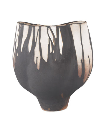 Currey and Company Vase from the Inoue Collection collection in Black/Off-White finish