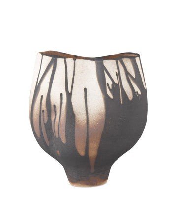 Currey and Company Vase from the Inoue Collection collection in Black/Off-White finish