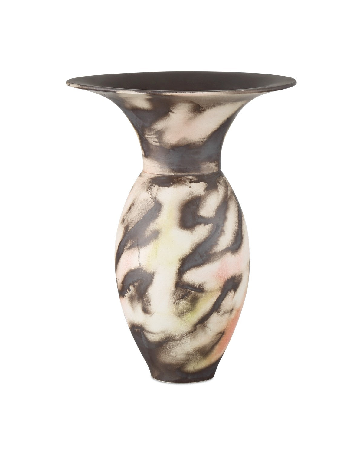 Currey and Company Vase from the Celestial Collection collection in Black/White/Pale Green/Pale Red finish
