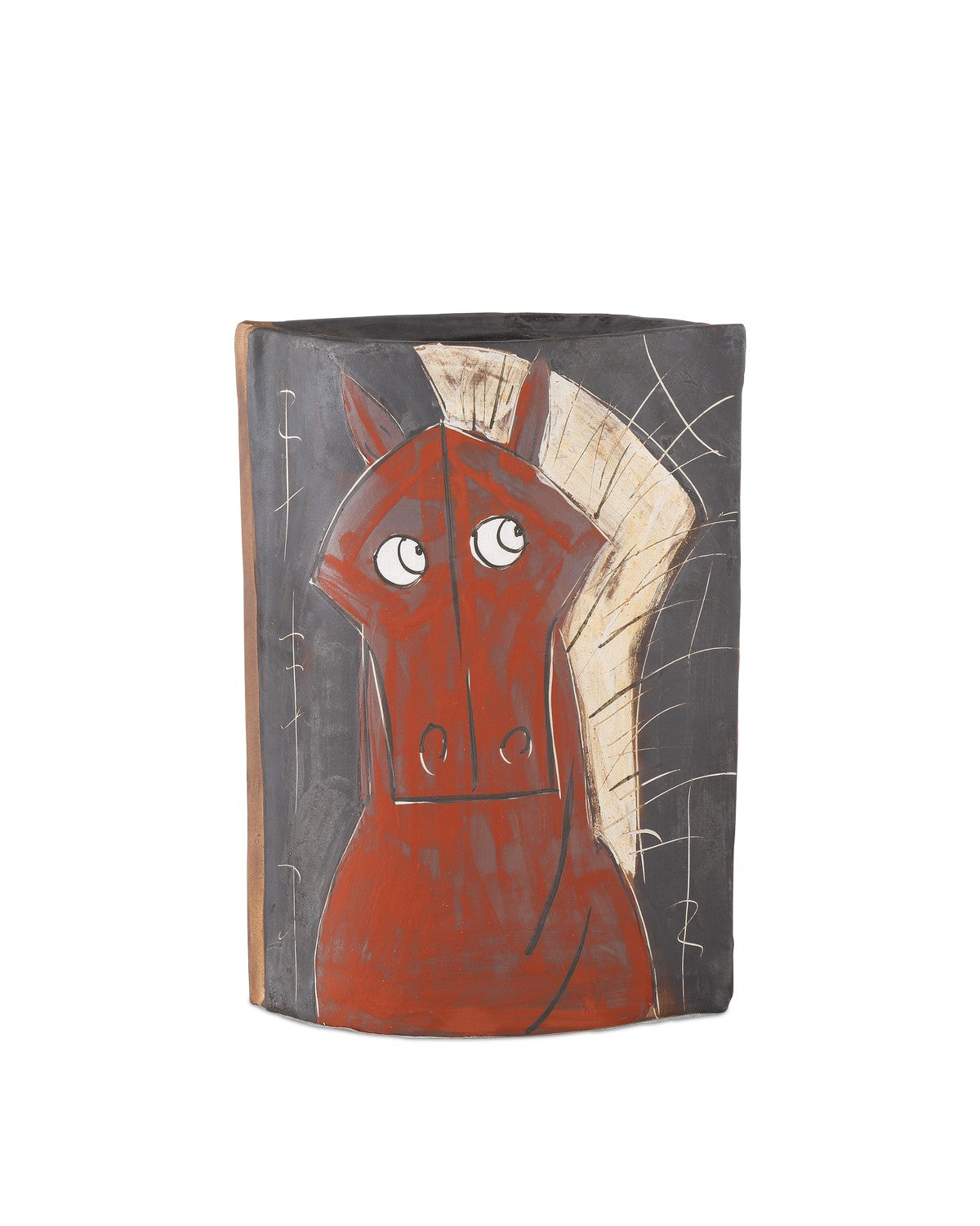 Currey and Company Vase from the Artisitc Horse Collection collection in Red/Black/Off-White finish