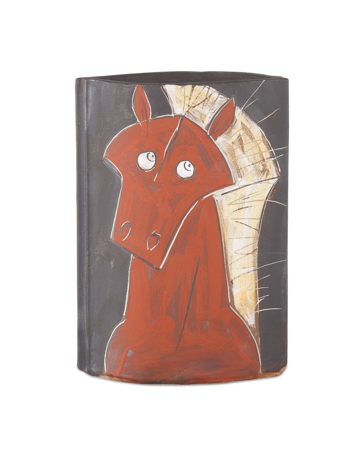 Currey and Company Vase from the Artisitc Horse Collection collection in Red/Black/Off-White finish