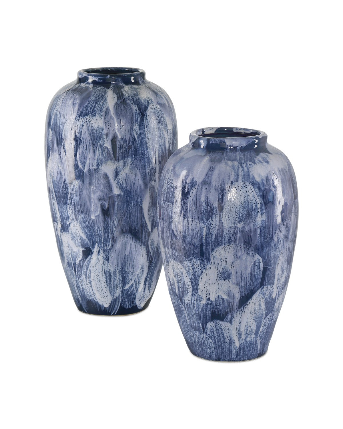 Currey and Company Vase Set of 2 from the Pallas Collection collection in Blue/White finish
