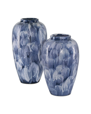 Currey and Company Vase Set of 2 from the Pallas Collection collection in Blue/White finish