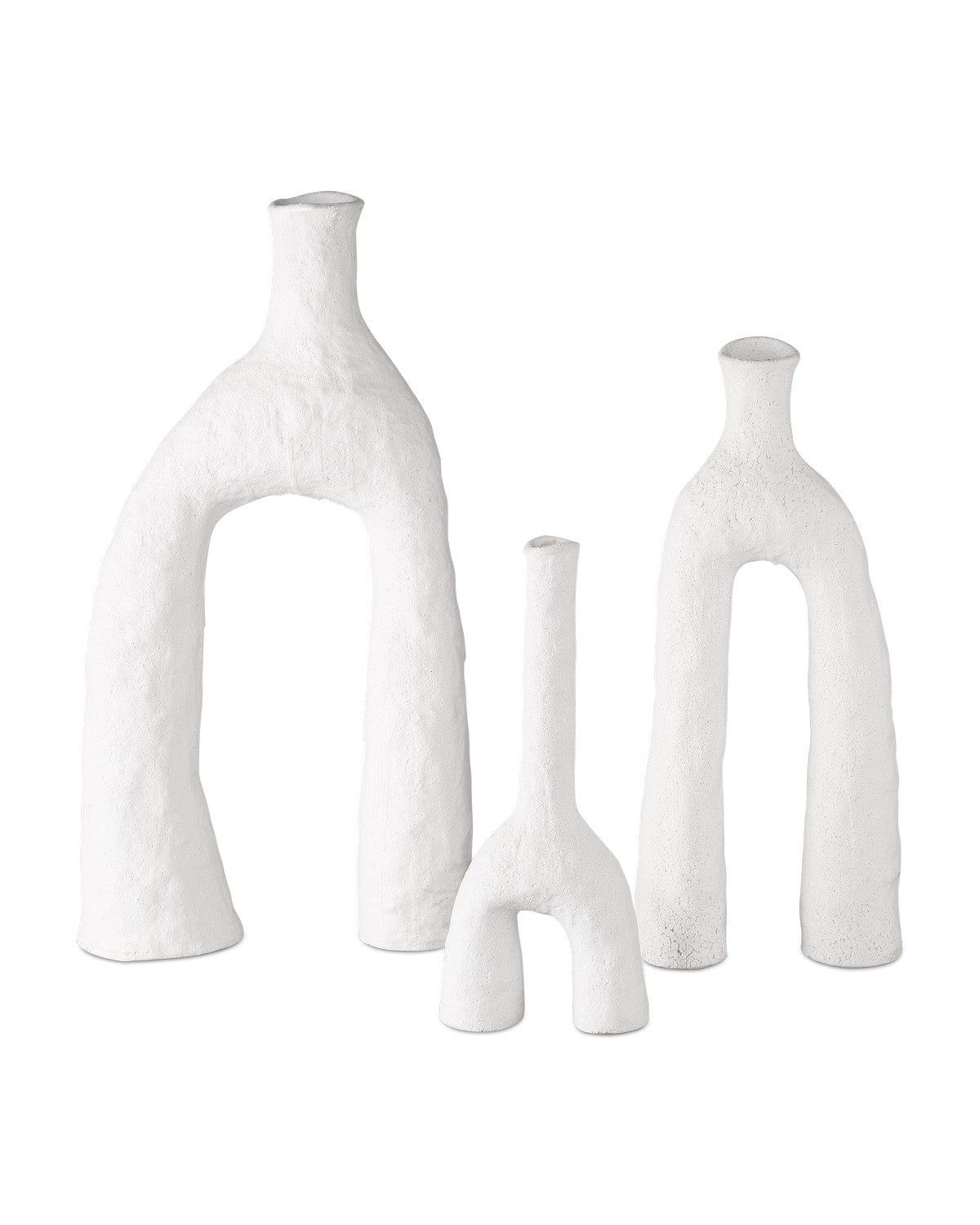 Currey and Company Vase Set of 3 in Matte White finish