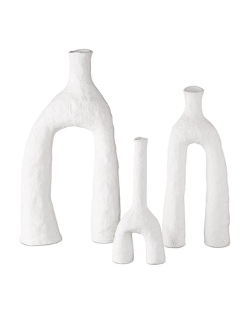 Currey and Company Vase Set of 3 in Matte White finish