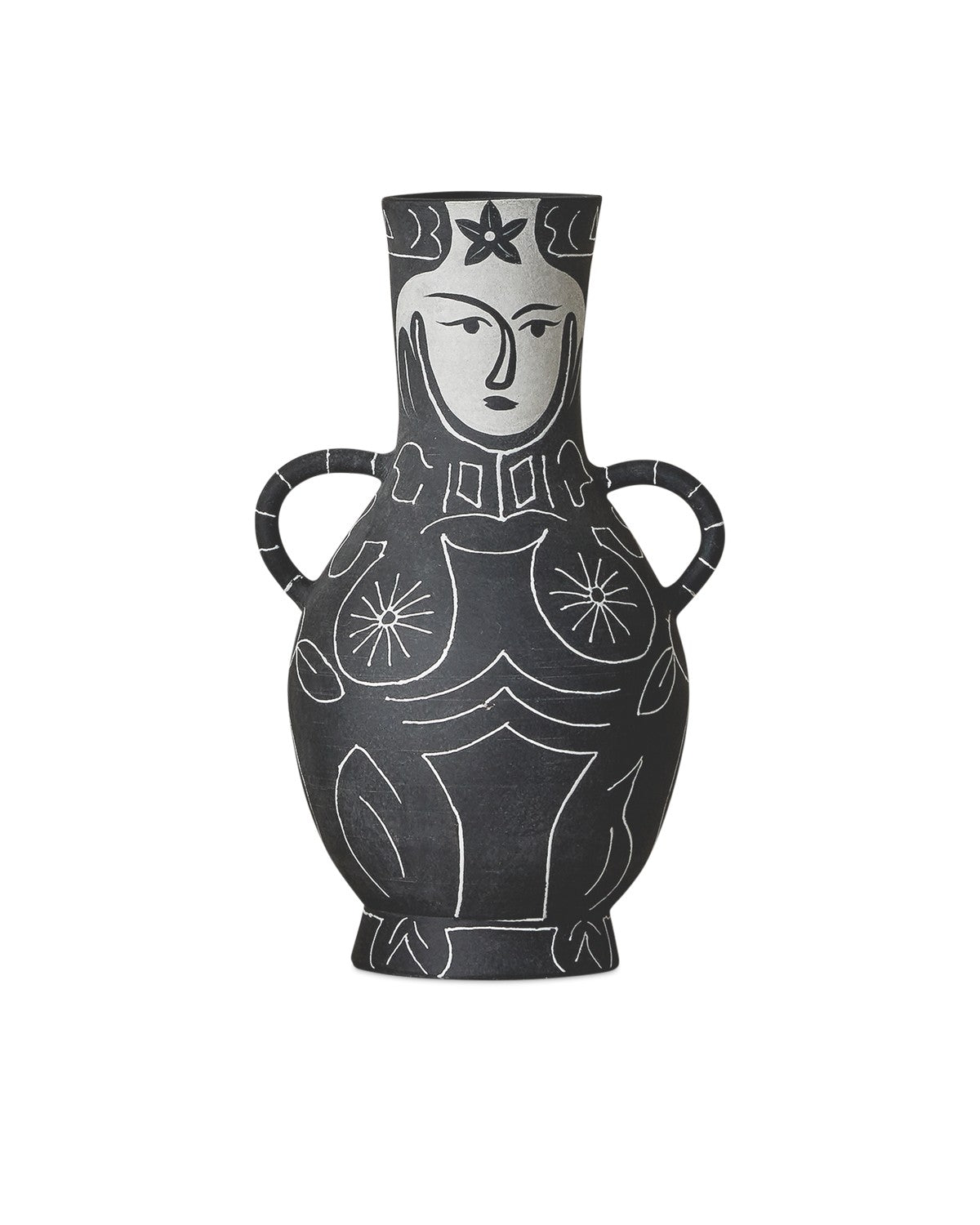 Currey and Company Vase from the Saint-Paul-de-Vence Collection collection in Black/White finish