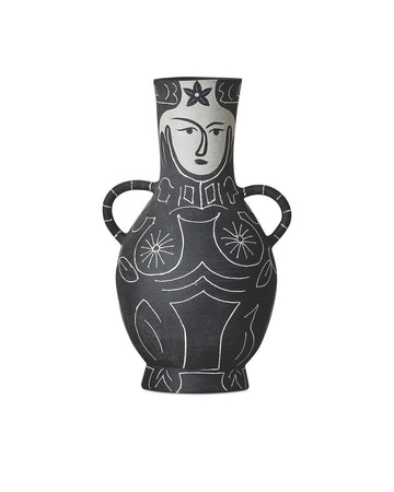 Currey and Company Vase from the Saint-Paul-de-Vence Collection collection in Black/White finish