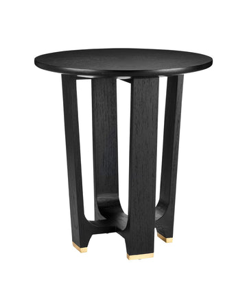 Currey and Company Accent Table from the Blake Collection collection in Matte Caviar Black/Polished Brass finish