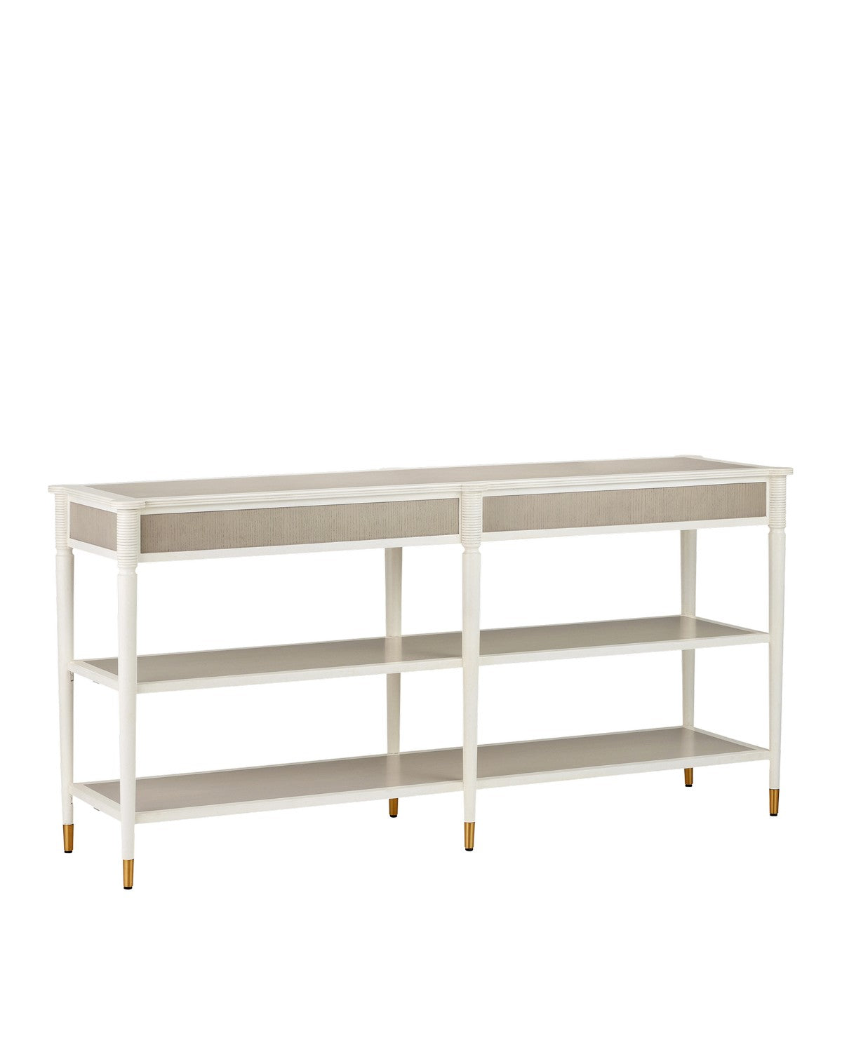 Currey and Company Console Table from the Aster Collection collection in Off-White/Fog/Polished Brass finish