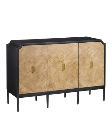 Currey and Company Cabinet from the Kallista Collection collection in Taupe/Caviar Black/Polished Brass/Black finish