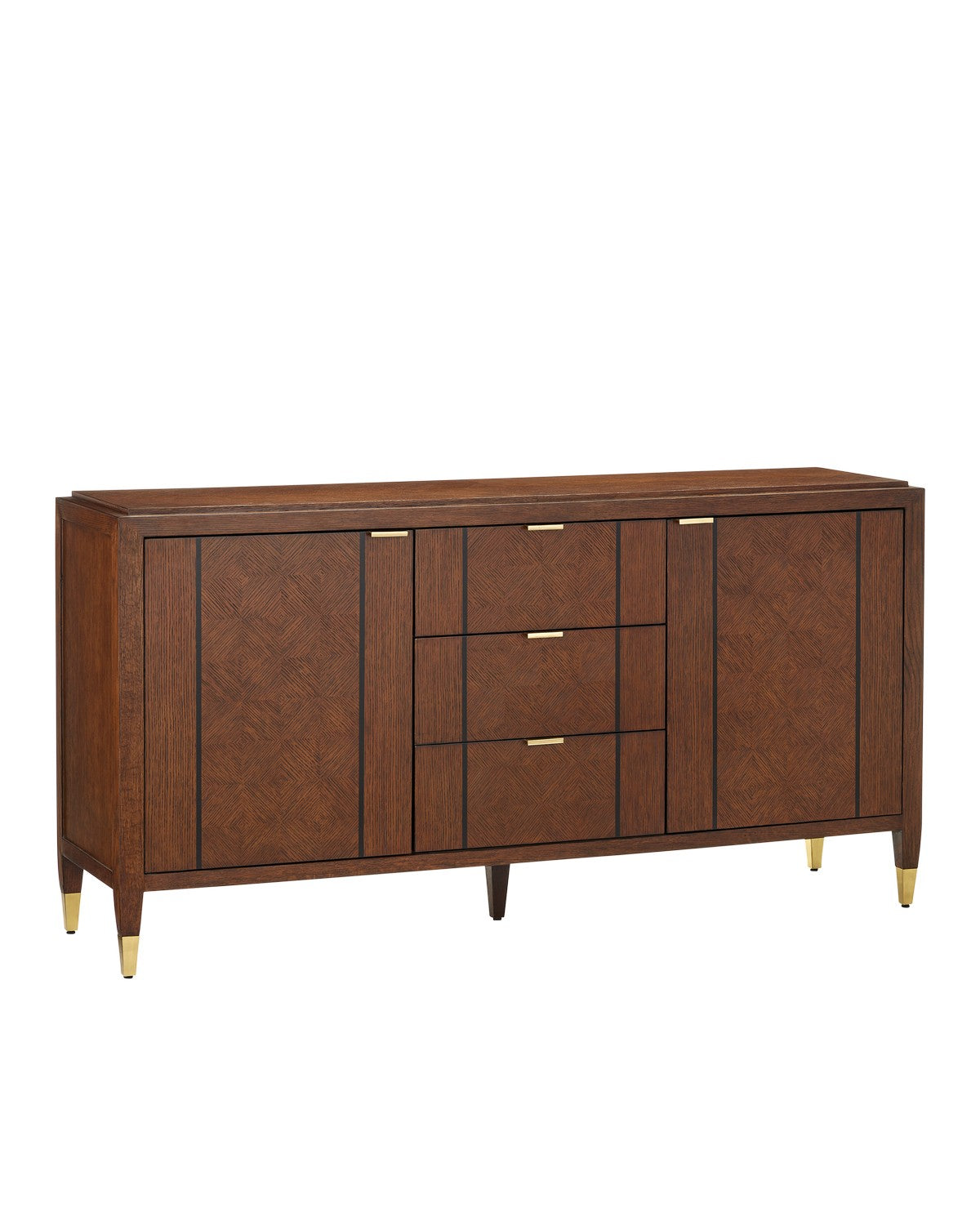 Currey and Company Credenza from the Dorian collection in Kona/Black/Satin Brass finish