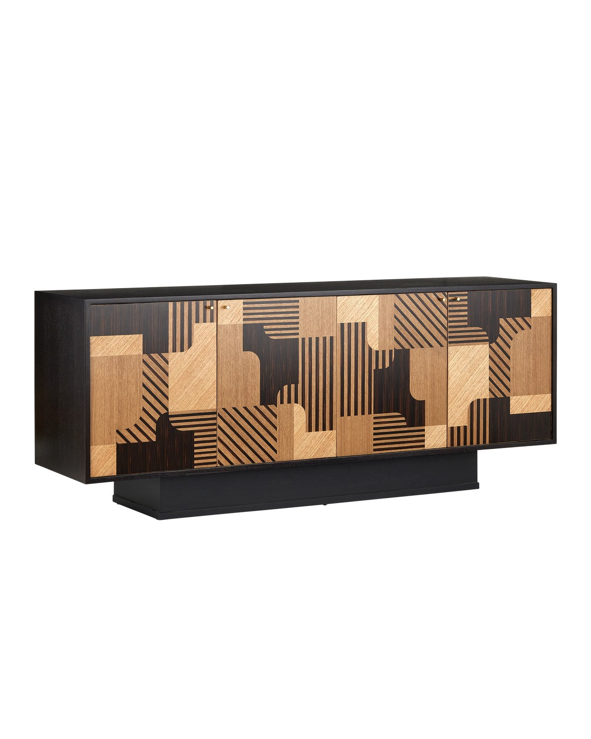 Currey and Company Credenza from the Memphis Collection collection in Natural/Espresso/Polished Brass finish