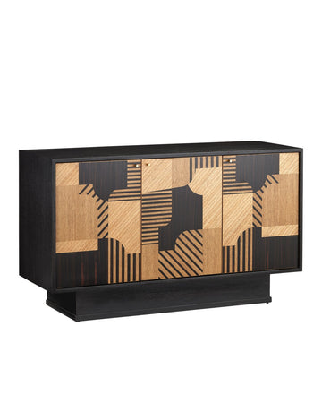 Currey and Company Cabinet from the Memphis collection in Natural/Espresso/Polished Brass finish