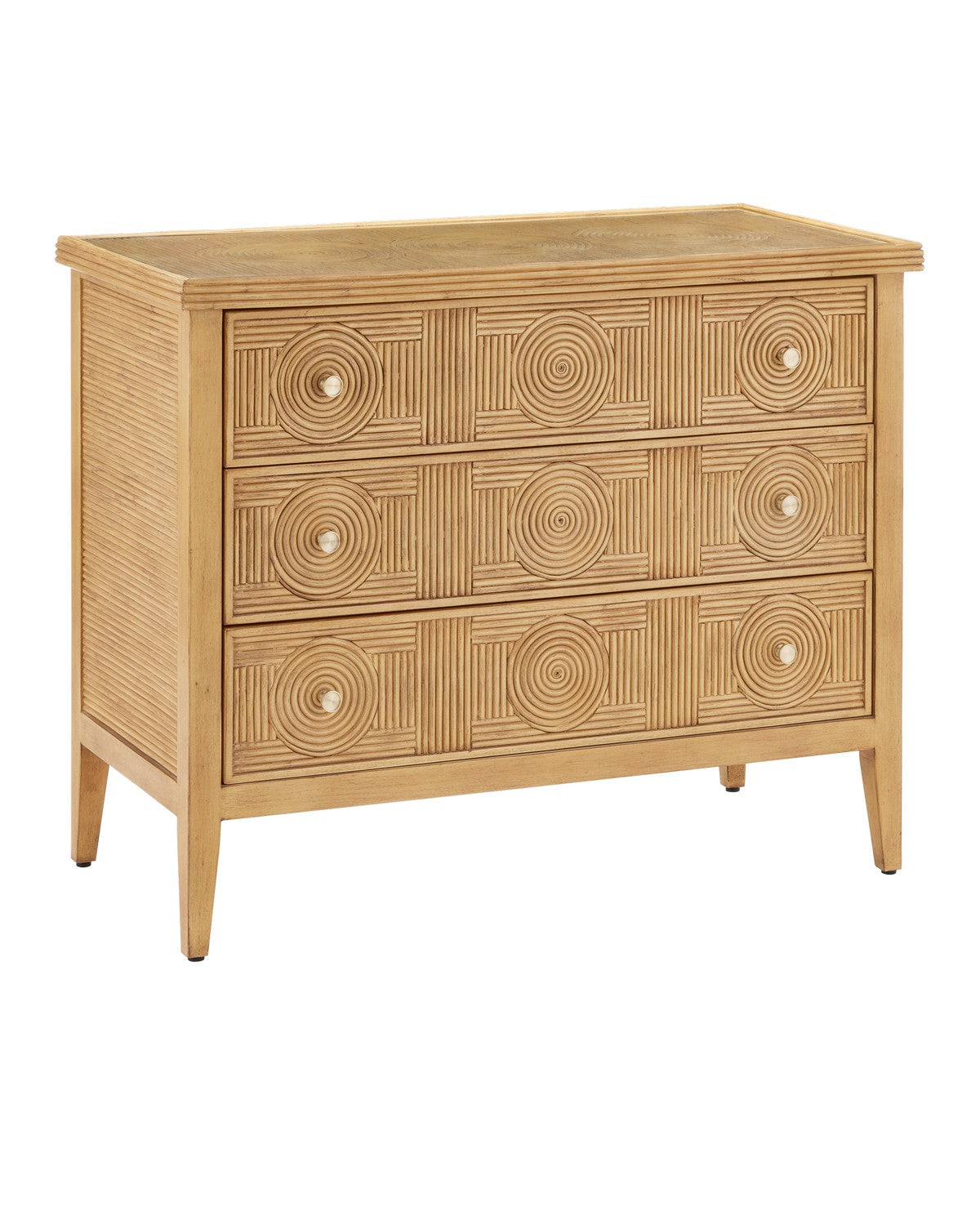 Currey and Company Chest from the Santos Collection collection in Sea Sand/Brass/Clear finish