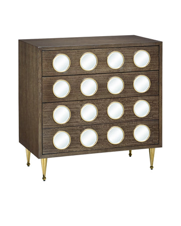 Currey and Company Chest from the Colette Collection collection in Tawny Brown/Polished Brass/Mirror/Rose finish