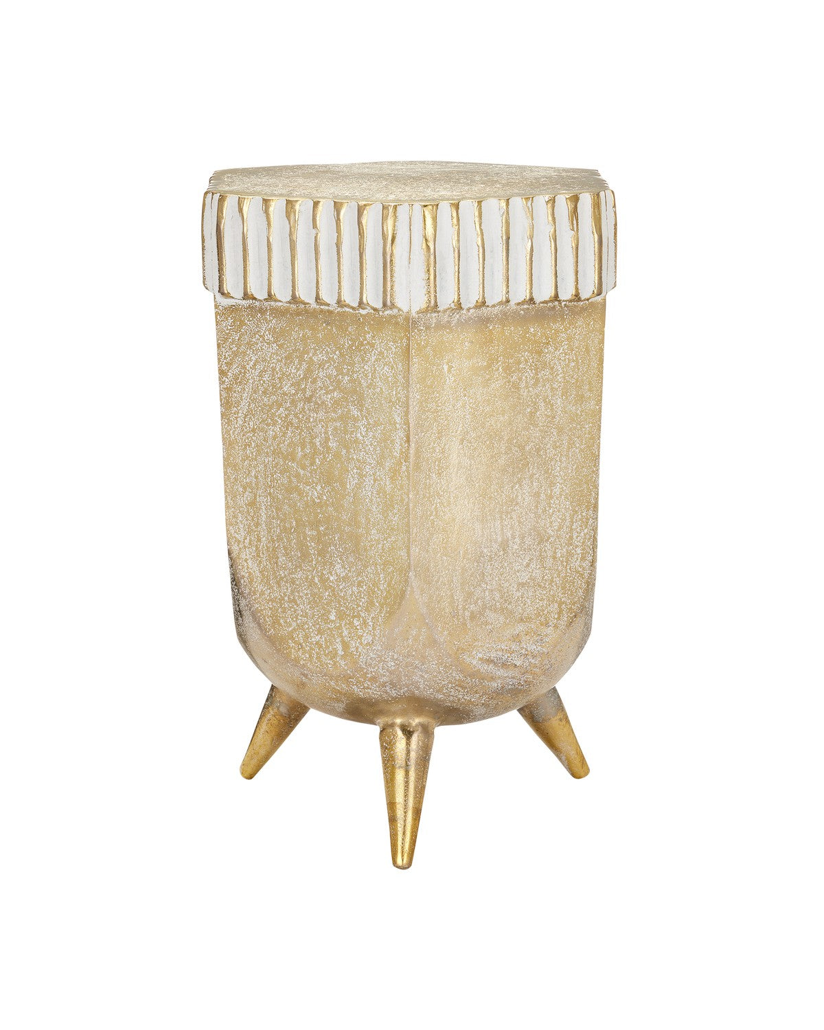Currey and Company Accent Table from the Corda collection in White Champagne finish