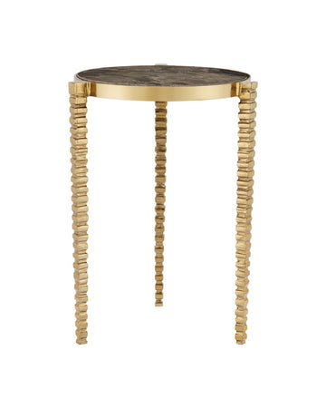 Currey and Company Accent Table in Polished Brass/Natural finish