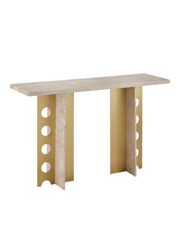 Currey and Company Console Table from the Selene collection in Natural/Polished Brass finish