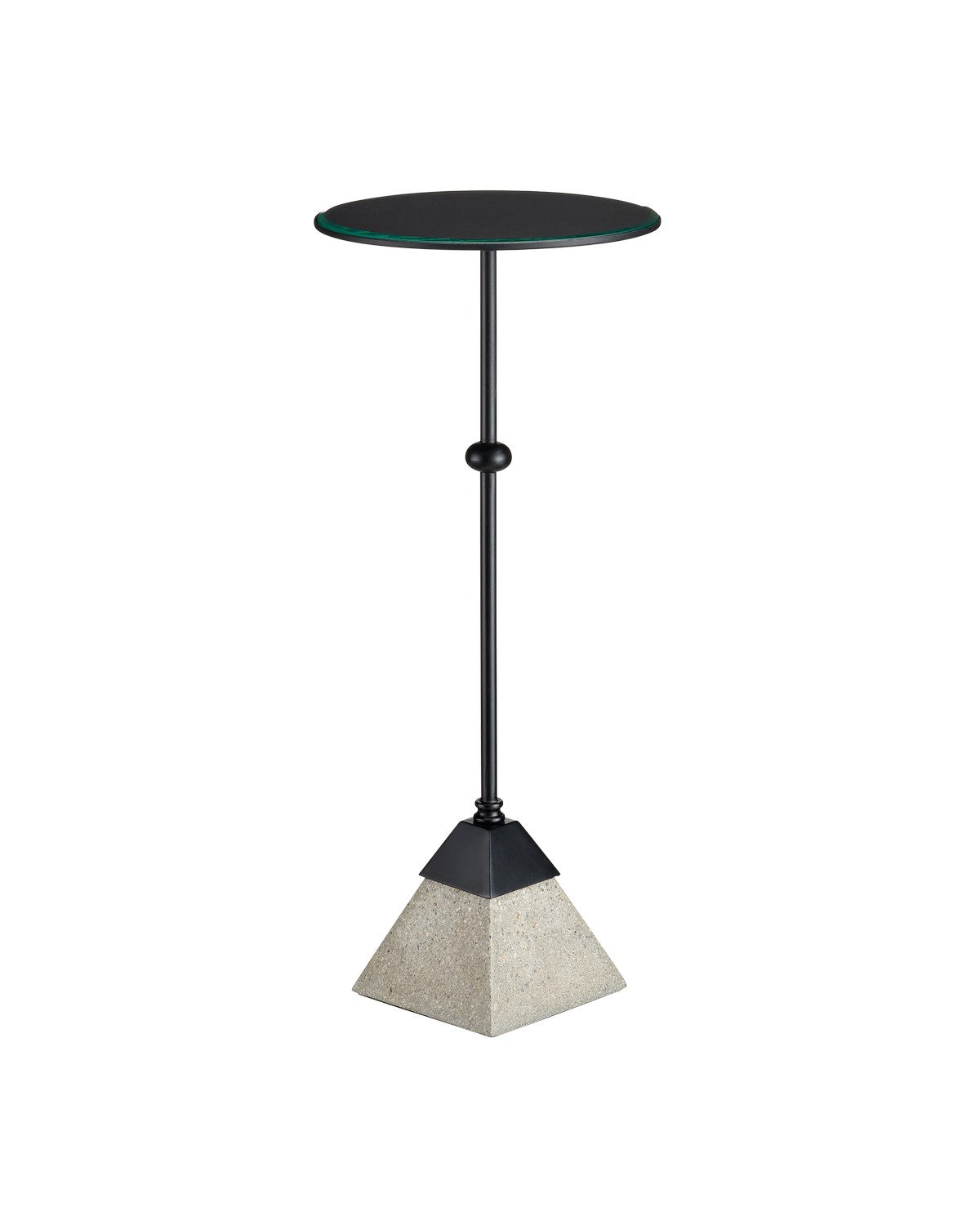 Currey and Company Accent Table in Satin Black/Polished Concrete/Clear finish