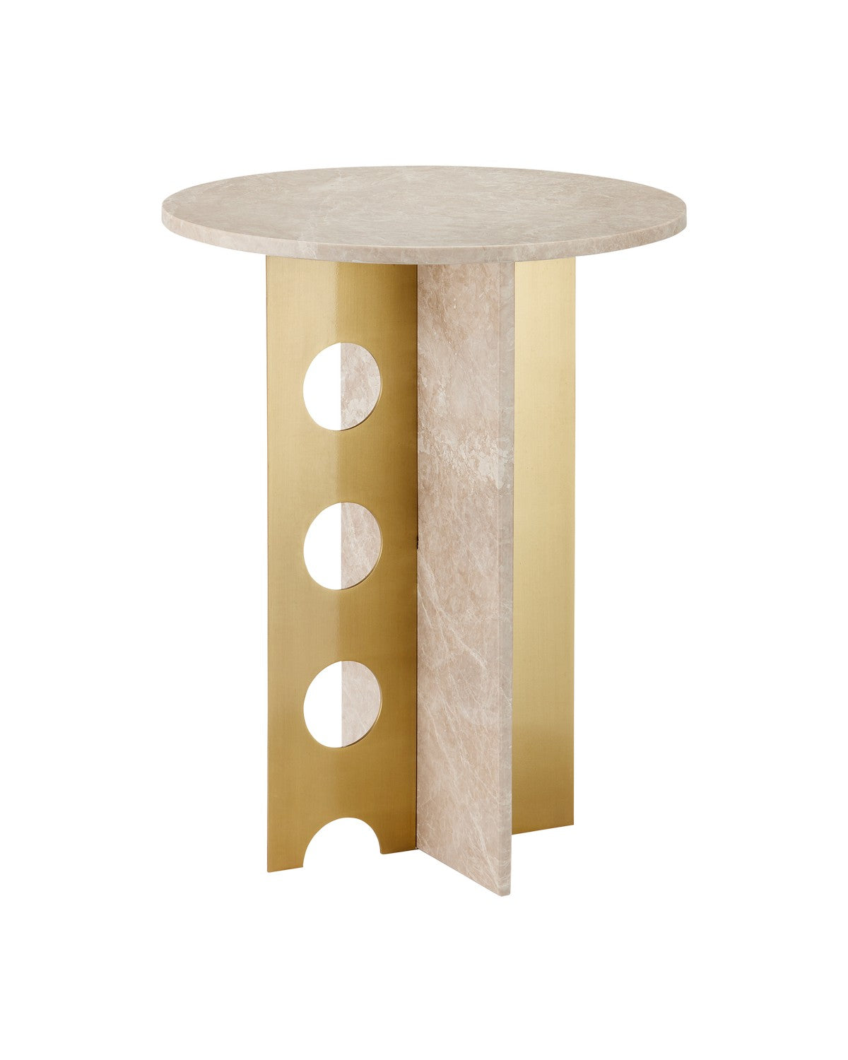 Currey and Company Accent Table from the Selene collection in Natural/Polished Brass finish