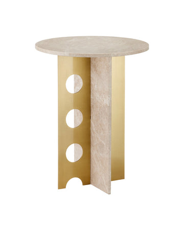Currey and Company Accent Table from the Selene collection in Natural/Polished Brass finish